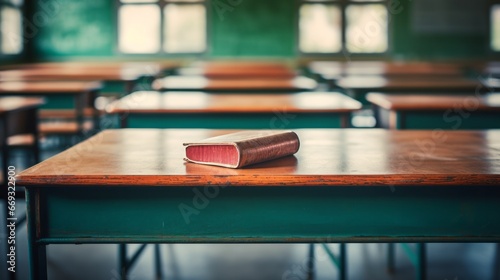 A book sitting on top of a wooden table