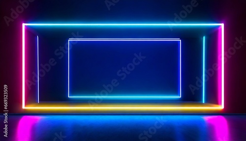 abstract blue background with neon glowing lines