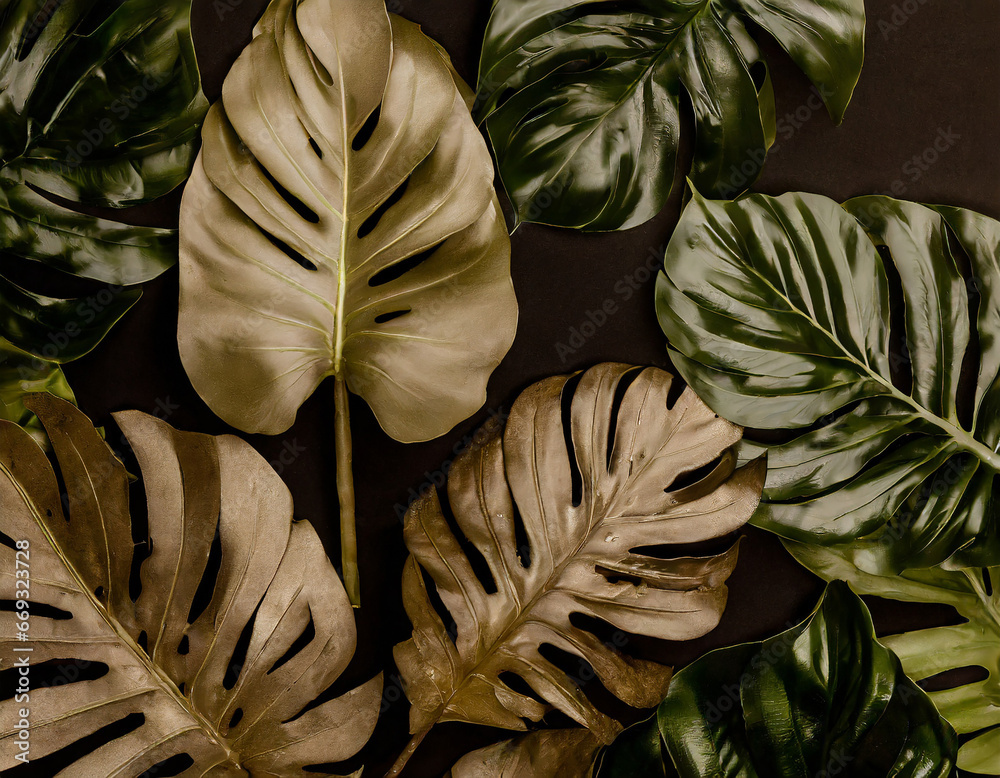 Obraz premium tropical leaf,leaves collection for design with dark color.creative and minimal art nature background.decoration pattern