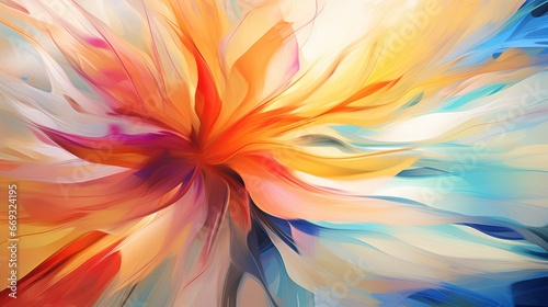 A painting of a flower with many colors