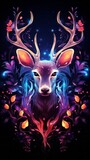 A digital painting of a deer with glowing antlers