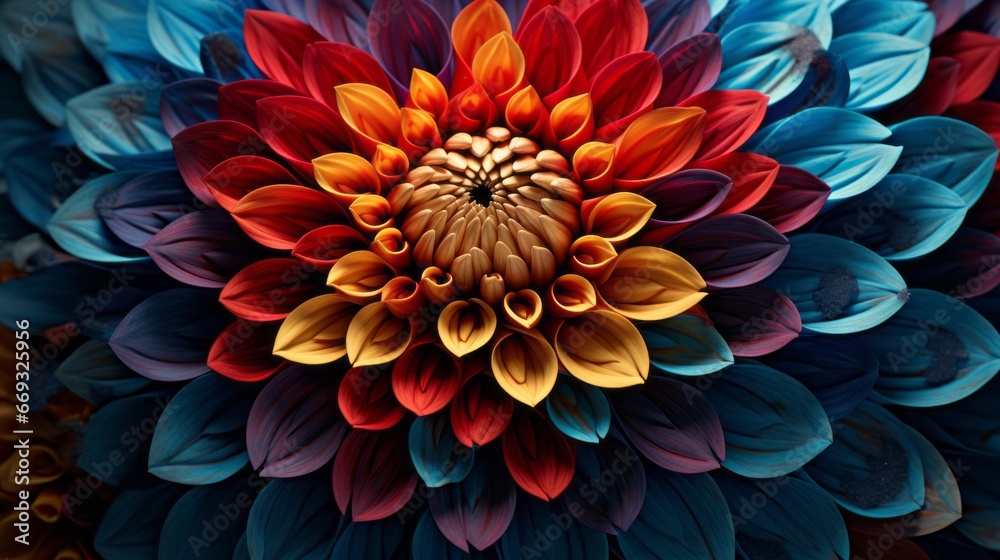 A close up of a colorful flower with lots of petals A close up of a colorful flower with lots of petals