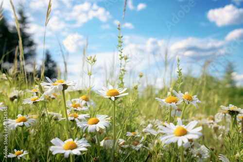 natural background at summer time landscape with flowers © cong