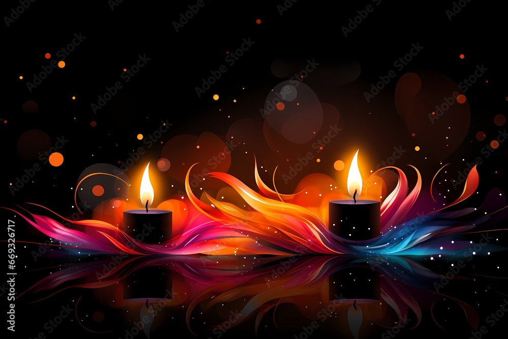 Fototapeta premium Elegant Burning Candles Abstract Graphics Background - Generative AI