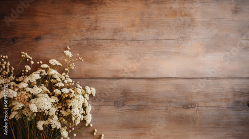 A bunch of white flowers sitting on top of a wooden table