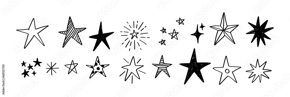 Set of star hand drawn element