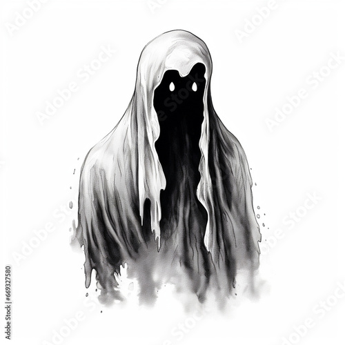 Hand-Drawn Spooky Ghost Halloween Artistry photo