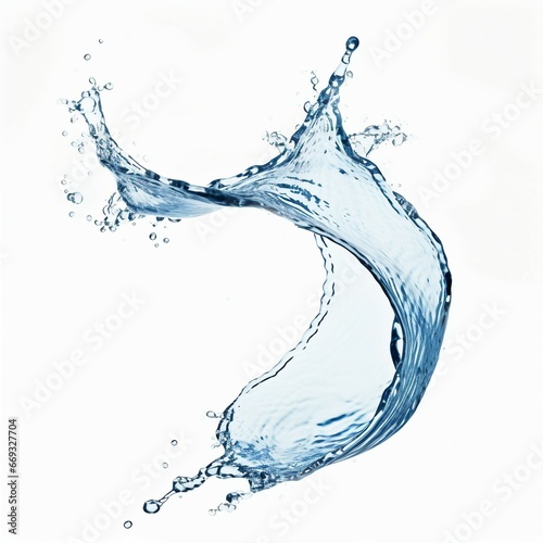 blue water splash isolated on white background  blue water splash wave  water drops and crown from splash of water. Generative AI