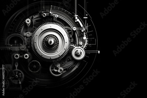 Abstract gear wheel mechanism background, machine and engineering tool equipment technology