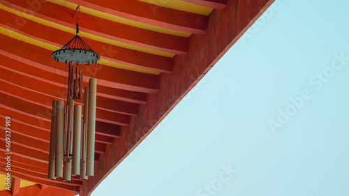 Valokuva Handicrafts, wind chimes are made from bamboo and then hung to make a sound when