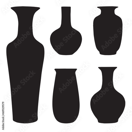 vase silhouette isolated black on white background