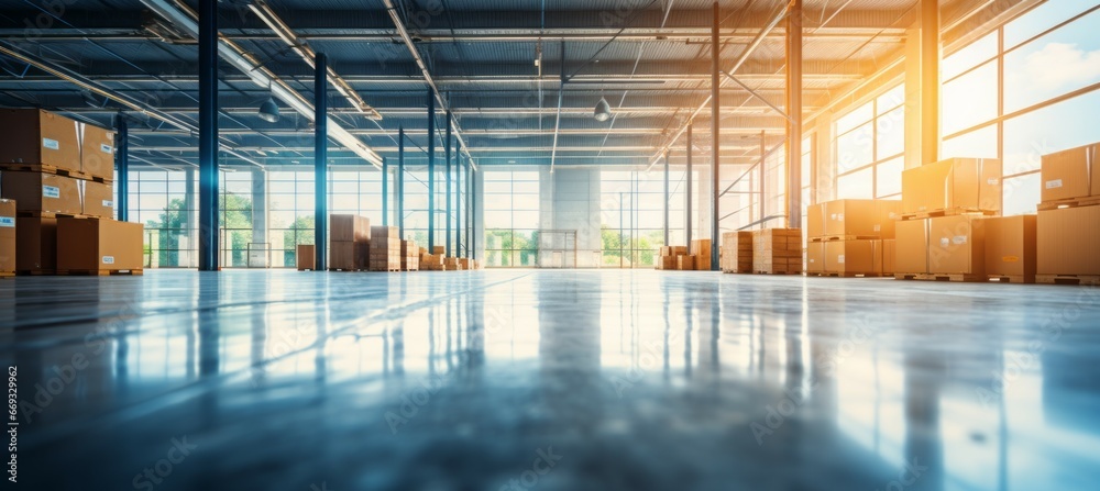 Warehouse with box. Generative AI technology.
Warehouse with box. Generative AI technology.
