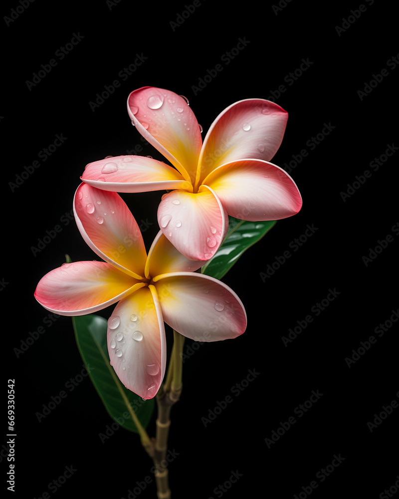 Fototapeta premium Plumeria flower isolated on black background