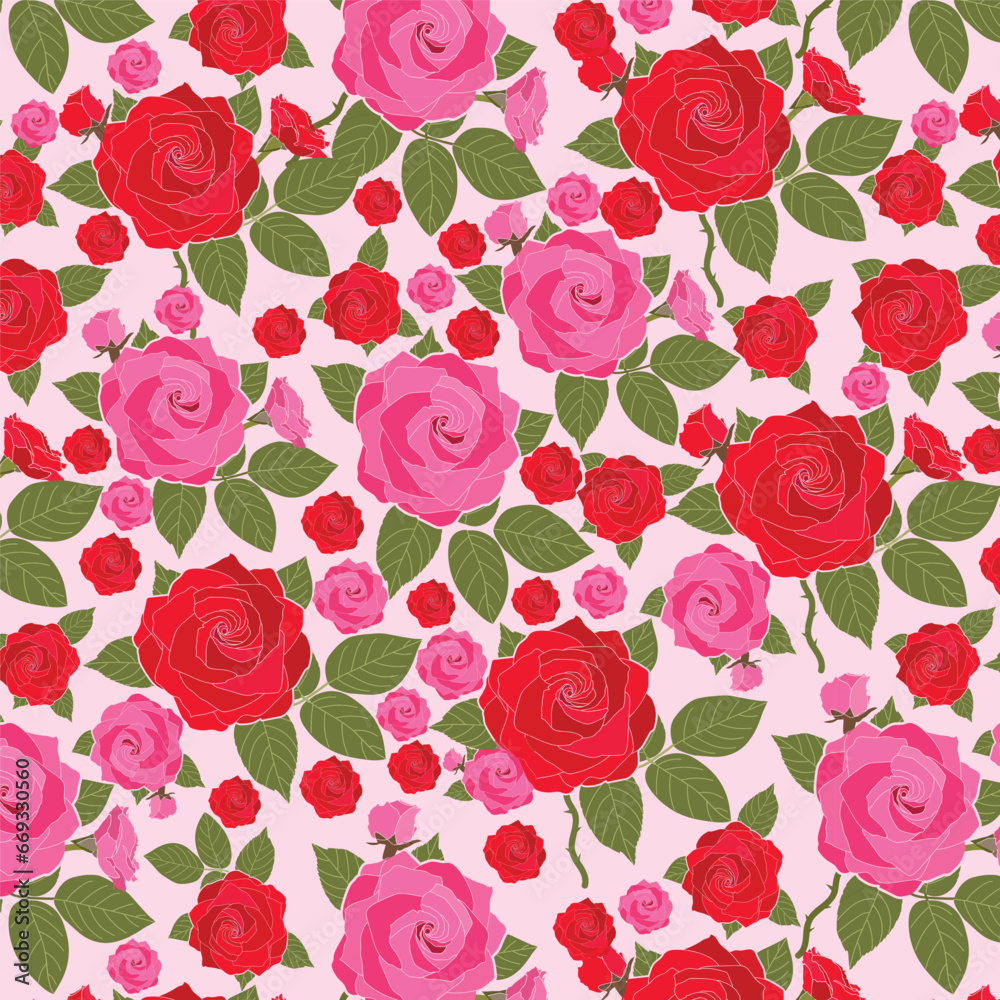 Beautiful Rose Flower Seamless Pattern Background
