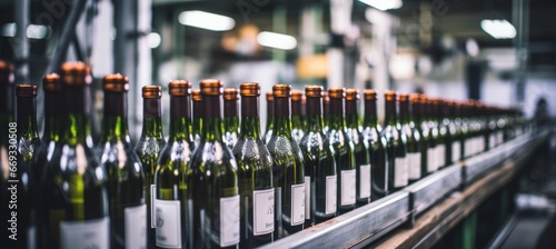 Wine bottle production. Generative AI technology.