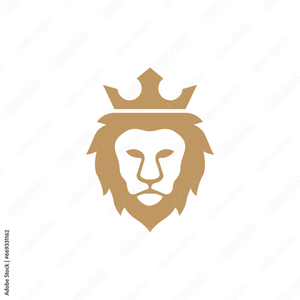 Lion with crown logo vector design Lion with crown logo vector design