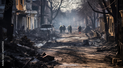 A photo of a village destroyed by war photo