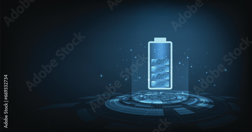 Electrical energy concept design on dark blue background. Battery cells symbols on blue background.Energy Efficiency, Vector illustration.