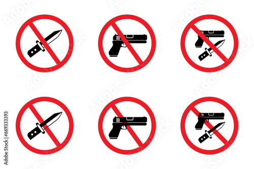 prohibited from carrying weapons, icon set. no weapons. weapons prohibited icon for various templates. stock vector