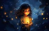 A cute little girl playing with stars