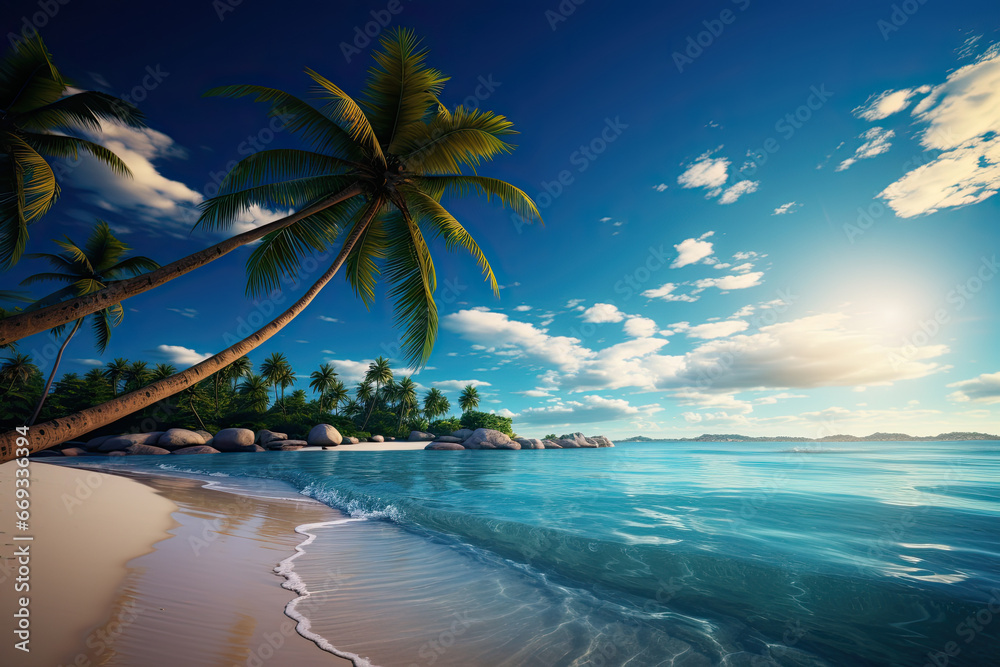 Obraz premium tropical beach with palm trees