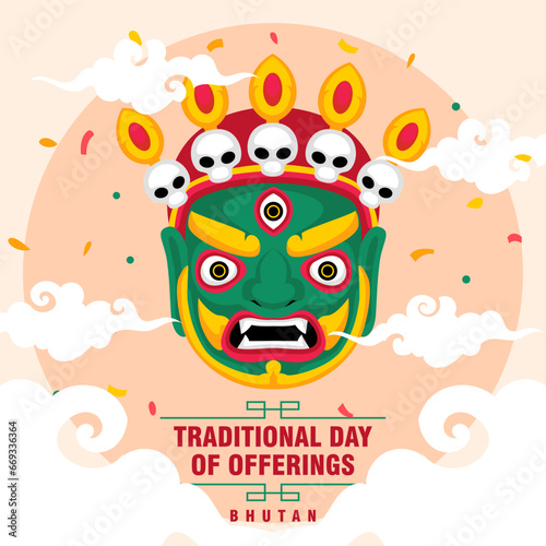 Traditional Day of Offerings Bhutan illustration vector background. Vector eps 10