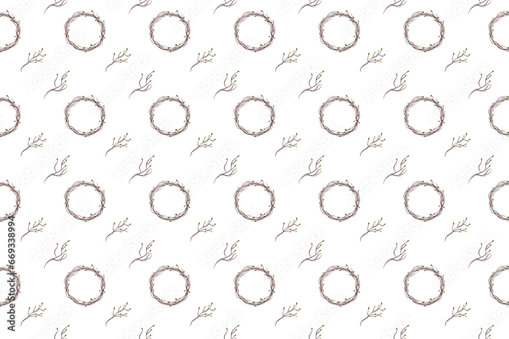 wreath of dry branches as seamless pattern background wreath of dry branches as seamless pattern background
