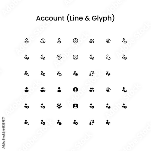 Account/Profile/User Outline and Glyph (Solid) Icon Set