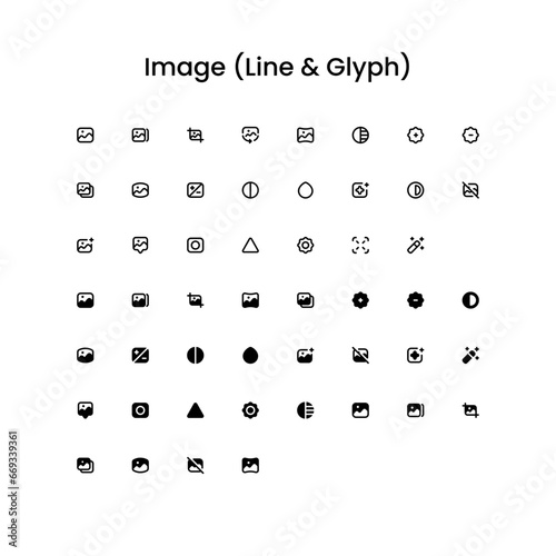 Image/Photo/Picture Outline and Glyph (Solid) Icon Set