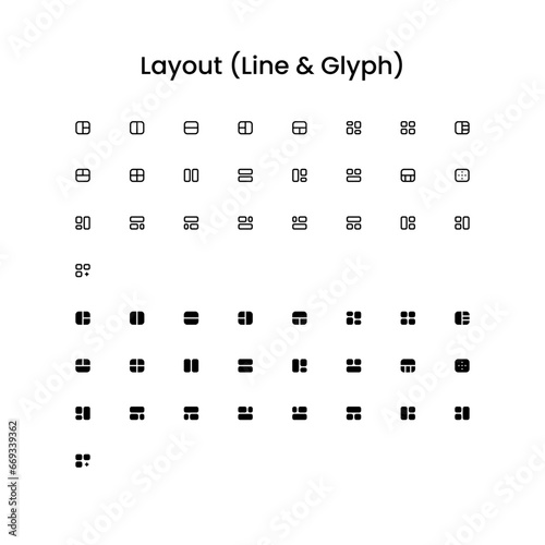 Layout Outline and Glyph (Solid) Icon Set