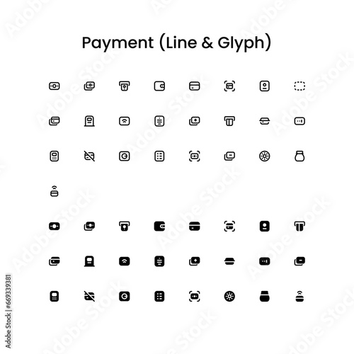 Payment/Finance/Money Outline and Glyph (Solid) Icon Set