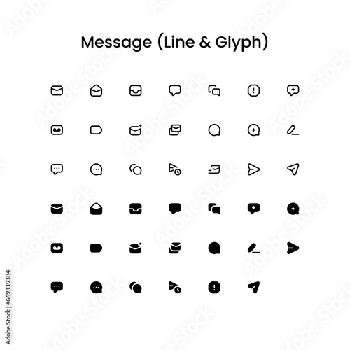 Message/Email Editing Outline and Glyph (Solid) Icon Set