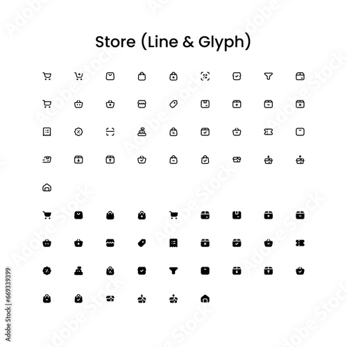 Store/Ecommerce Editing Outline and Glyph (Solid) Icon Set