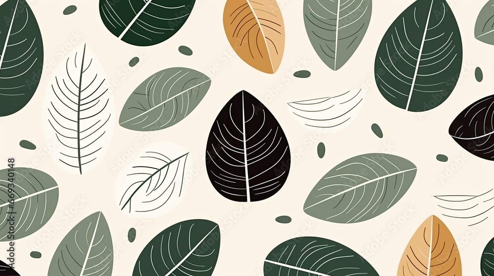 Fototapeta premium Abstract natural pattern. Minimal leaf flower plants simple shapes, eco agriculture concept.
