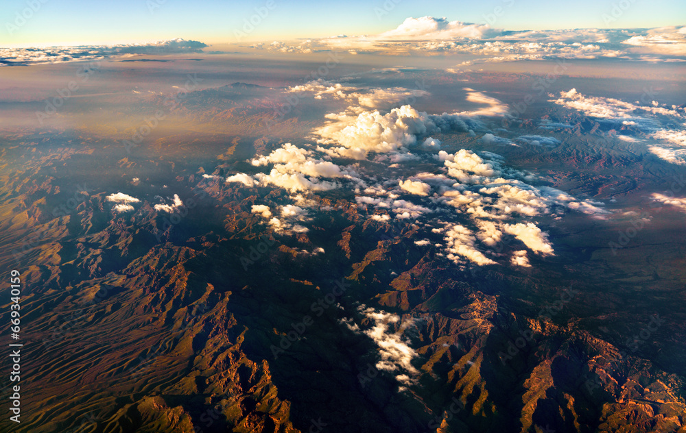 Aerial view of mountains near Tucson in Arizona, the United States