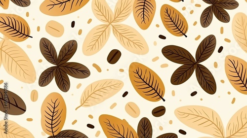 Abstract natural pattern. Minimal leaf flower plants simple shapes, eco agriculture concept.