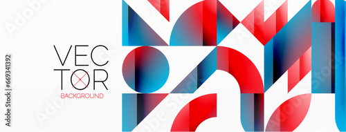 Abstract masterpiece formed by delicate interplay of circles, squares, and triangles. Geometric elements converge in harmonious chaos, evoking sense of modern creativity. Symphony of shapes
