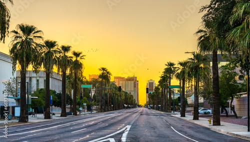 Washington Street in Downtown Phoenix - Arizona, United States
