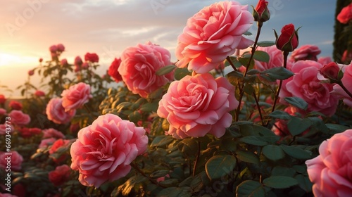 View of beautiful blooming roses
