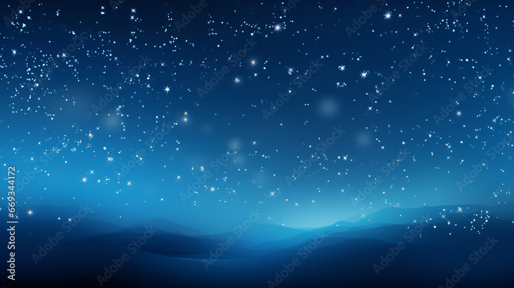 Abstract Blue Waves in the Night Sky,background with stars,AI Generative 