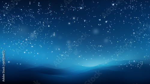 Abstract Blue Waves in the Night Sky background with stars AI Generative 