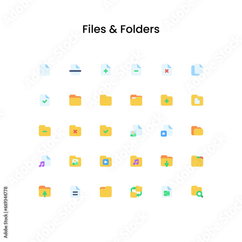 Files and Folders Flat Icon Set
