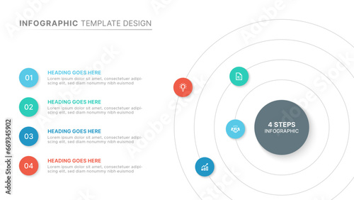 Circular Layout Round Infographic Design Template with 4 Options