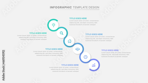 Circle Round Wave Infographic Design Template with Six Options