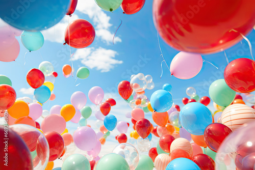colorful balloons floating in the blue sky