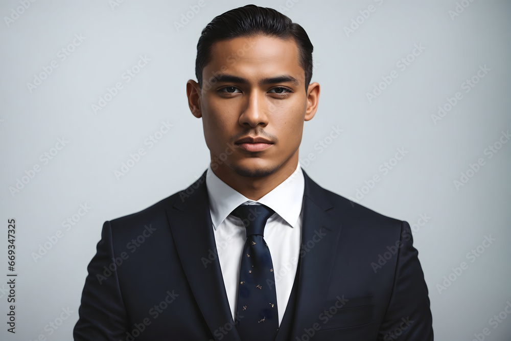 Portrait of a handsome young man in a business suit looking at the camera Portrait of a handsome young man in a business suit looking at the camera