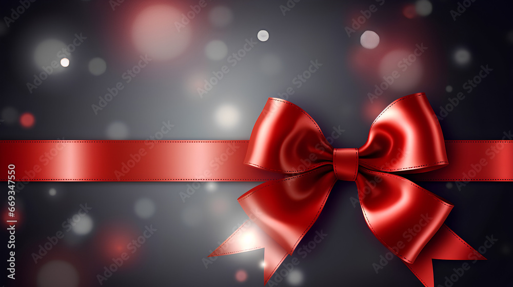 Elegant festive bow with bokeh on a dark background, greeting card. Elegant festive bow with bokeh on a dark background, greeting card.