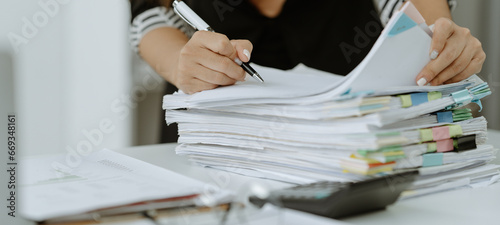 Εκτύπωση καμβά business documents businessman check legal document review Prepare documents or analysis reports, tax items, accounting documents, data contracts, office partner agreements