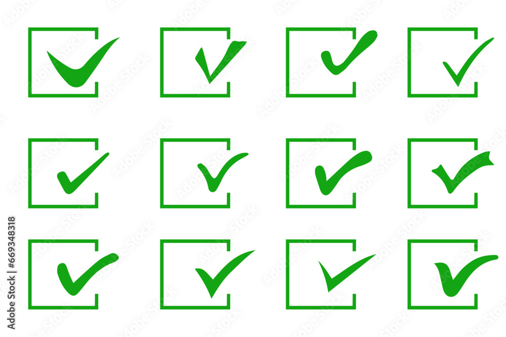Check mark icon set. Green check mark. Verified badge Tick icon ...