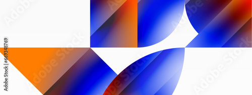 Serene gradient template. Circles and triangles mingle in minimalist perfection. Gentle fusion of forms and hues creates balanced yet captivating backdrop, embodying modern sophistication